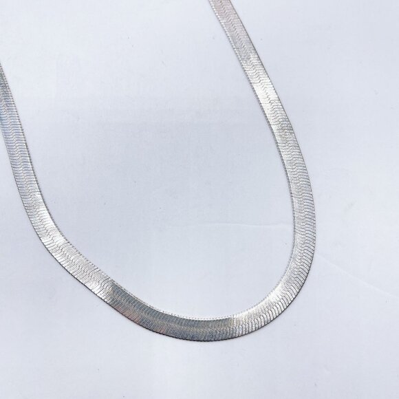 Sterling Silver 925 Herringbone Chain Necklace 22" - Picture 3 of 6
